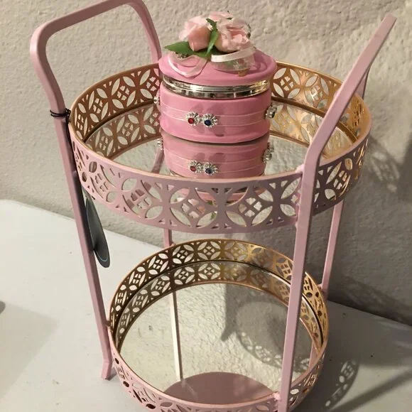 Cynthia Rowley Pink Organizer Shelf = Mirror Glass 7x9  New - Picture 8 of 8